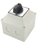 Universal Rotary Changeover Switch 30A-32A, 3-Position On Off On Latching, Dual Rotor Box Version, 8-Terminal
