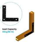 Flat Corner Brace Mending Plate Set In Black For Diy Furniture Shelves And Woodworking, 9 X 9 X 2 1/8 Inch L Shaped, 1/8 Inch Thick, 90 Lb