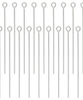 Sterling Silver Eye Pins For Jewelry Making, 24 Gauge 1.4 Inch, 30 Pcs, 925 Silver Head Pins For Pendants And Earrings, Lightweight Shine, Ideal DIY Bling Jewelry Craft Supplies, silver eye pins arranged on white