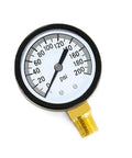 No Frills Budget Friendly 1/4 Inch NPT 200 PSI Steel Pressure Gauge With Brass Internals, 2 Inch Dial Bottom Mount, All Purpose For Gas And Non Corrosive Liquids. 2-inch dial pressure gauge with brass bottom mount fitting