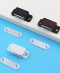Heavy Duty Cabinet Magnetic Latch For Kitchen Cupboards And Wardrobe Doors, black, brown, and white ABS and iron hardware