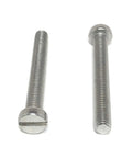M5x40 Stainless Steel Slotted Cheese Head Machine Screws A2 Grade set of two bolts with low-profile heads and threaded shanks.