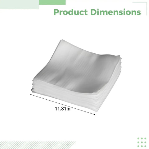 Set Of 100 Cushioned Foam Bags 11.8 By 11.8 Inches White With Protective Film For Moving And Shipping shown in a stack