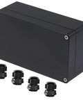 Beefy Heavy Duty ABS Outdoor Electrical Box IP65 Waterproof Junction Box With Cable Glands, 6.22 x 3.54 x 2.36 in black enclosure