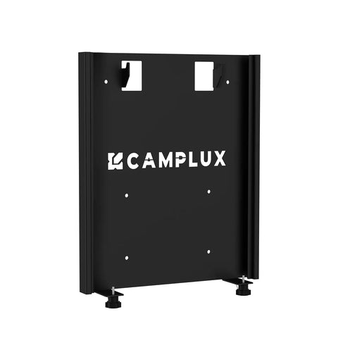 Quick Release Mounting Bracket For AY132 Portable Water Heater, black steel holder with visible Camplux logo and anti-vibration pads