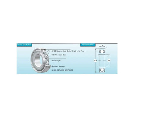 Heavy Duty Hybrid Ceramic Deep Groove Ball Bearing Featuring Si3N4 Zirconia Balls And Chrome Steel Rings Designed To Run Cool Under Pressure Delivering Badass Precision For High RPM Motor Spindles And CNC Machines Without Missing A Beat