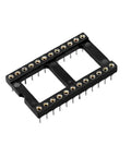 Two Row 24 Pin DIP IC Socket Adapter, 2.54mm Pitch 0.1 Inch, 15.24mm Row Spacing, Soldering Ready, Black Silver Tone