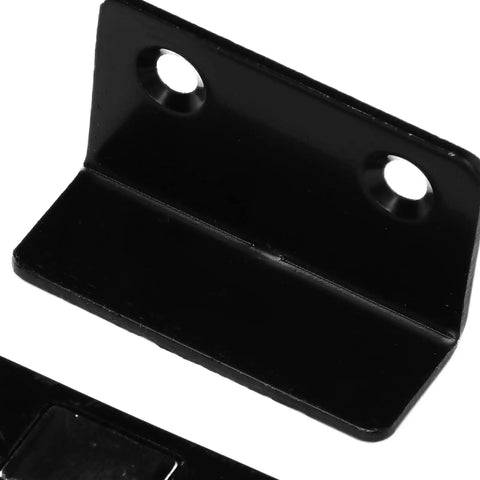 L Shaped No Drill Magnet Catch For Cabinets And Drawers, Cold Rolled Steel Magnetic Stop with Rustproof Black Finish, Close-up View