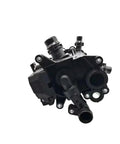 Premium Thermostat Housing Heat Management Module BMW X1 X3 X5 Engine Assembly rear view with coolant outlets and connectors.