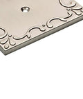Close-up of Classic Lace Three Pack Brushed Nickel Outlet Covers For 1 Gang Wall Plate Duplex Switch Plates Victorian Style