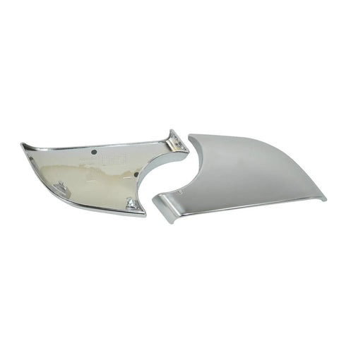 Top Shelf Chrome Rearview Mirror Base Cover Trim Fits Tesla Model 3 2017-2021 showing shiny chrome lower side wing mirror caps.