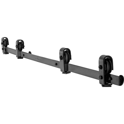 Heavy Duty Bi Folding Sliding Barn Door Hardware Track Kit Fits Four 15 Inch Closet Pantry Or Laundry Doors With Smooth Quiet Operation Easy To Install And Supports Up To 330 Lbs For Commercial And Home Use, black track with rollers