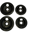 USA Made Porcelain Cooktop Drip Pan Replacement Set For GE 6 Inch And 8 Inch Pans Four Piece Kit Black Set Display