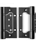 Heavy Duty Silent Flat Door Hinges With Screws Four Inch Thickened Anti Rust Stainless Steel Smooth Close Interior Door Hardware Zero Grind And No Squeak Nonsense, showcasing black hinges with mounting holes.