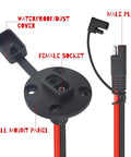 SAE Power Socket Sidewall Port Kit With Cap Easy Install 10AWG 23.62 Inch Quick Disconnect Panel Mount Power Cable details