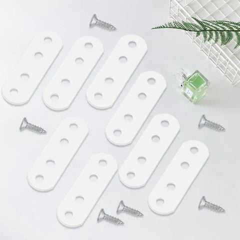 DIY Furniture Fix Kit White Metal Flat Brackets For Tables And Chairs 20 Plates With 80 Screws 2.16 By 0.71 Inch