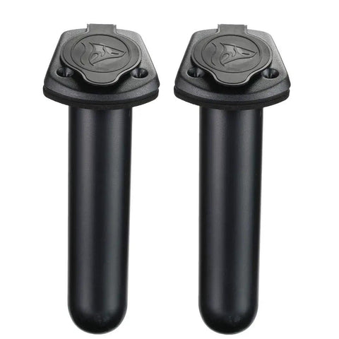Two Pack Kayak Deck Flush Mount Rod Holders With Cap Covers For Boats And Canoes, PC ABC Construction, side-by-side view