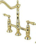 Heritage Kitchen Faucet With Vintage Bridge Design Built From Solid Brass And Featuring A Handy Matching Side Sprayer In Polished Brass