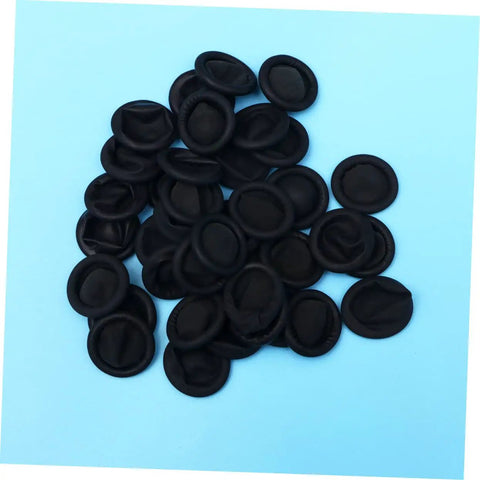 Heavy Duty 1000 Pack Finger Sleeve Protectors Soft Latex Tip Guards scattered on blue background for mechanics and workers.
