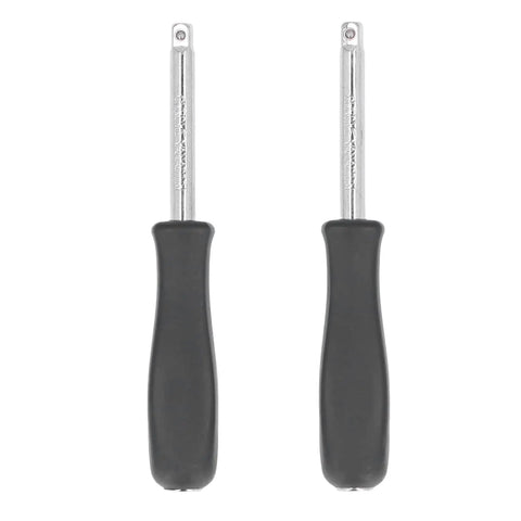 Two Piece 1/4 Inch Drive Socket Spinner Set With Comfortable Grip Handle For Auto Repair And Maintenance And Quick Replacement Tools Kit In Durable Steel Black And Silver showing both handles vertically aligned.