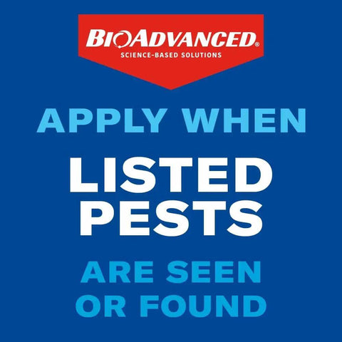 BioAdvanced apply when listed pests are seen, related to Season Long Grub Control Granules That Kill Grubs Mole Crickets Cinch Bugs