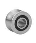 Top Shelf Stainless Steel U Groove Caster Wheel Featuring Slick Ball Bearings For Rock Solid Sliding Gate Tracks and Rugged Heavy Duty Trolley Systems close-up of bearing