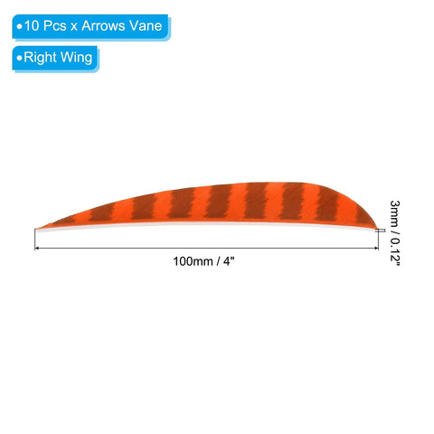 Shield Cut Arrow Vanes 10 Pack Four Inch Turkey Feather Fletching Orange Right Wing