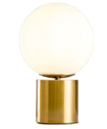11 Inch Modern Gold Globe Table Lamp With Milk White Glass Shade And Sturdy Metal Base, Perfect For Bedroom Bedside, Living Room Or End Table, Easy Assembly, Indoor Use Only, 57 Inch Clear Cord, Vintage Mid Century Vibe