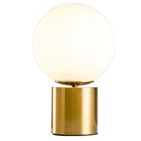 11 Inch Modern Gold Globe Table Lamp With Milk White Glass Shade And Sturdy Metal Base, Perfect For Bedroom Bedside, Living Room Or End Table, Easy Assembly, Indoor Use Only, 57 Inch Clear Cord, Vintage Mid Century Vibe