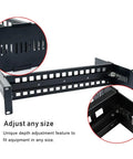 Universal 2U 19 Inch Rack Mount Kit For DIN Rail Devices With Adjustable Depth Includes 1.38 Inch DIN Rail Track, black frame