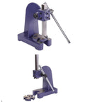 Heavy Duty Cast Iron Arbor Press Rock Solid Benchtop Manual Punch Tool Press Built Like A Tank For Shop Work Featuring Hardened Steel Ram and stable base, side view.