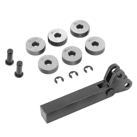 Seven Piece Knurling Tool Set With Diagonal And Linear Knurl Wheels For Lathe Cutter Machine 0.5mm 1mm 2mm Pro Grade Durable Steel Build