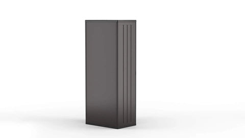 19 Cubic Ft Heavy Duty Resin Cabinet With Lockable Handles Multi Wall Construction And Metal Reinforced Shelves For Basement Utility Room And Garage Storage In Black, side view.