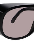 Heavy Duty Laser Safety Glasses Serving Solid OD Ten Plus Defense For Nine Hundred Ninety To Eleven Hundred Nanometer Beams, Light Gray Forty One Pct Lenses, Legit Oversized Z Eight Seven One Certified Polycarbonate Optics, And A Comfy Black Frame in a close-up view.