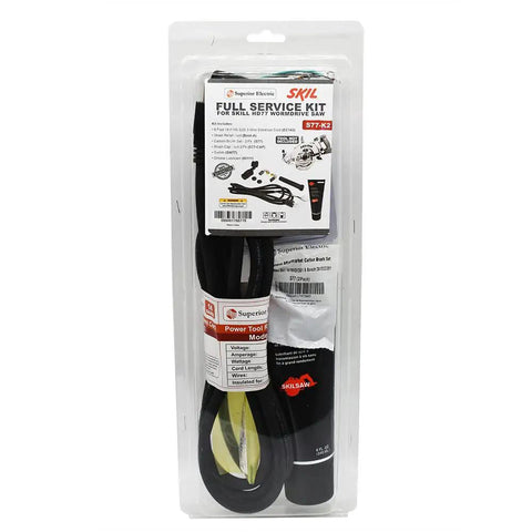 Get Your Workhorse Back On Track With This Heavy Duty Full Service Kit Featuring Carbon Brushes Snappy Toggle Switch Nine Foot Cable And Top Shelf Grease, packaged components.