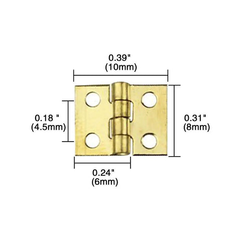 Top Shelf 50 Pack Mini Brass Hinges With A Seamless 180 Degree Swivel For Micro Crafts and Tiny Cabinet Fixes measuring 10x8 mm.