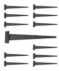 Badass Black T Strap Hinges Heavy Duty Iron For Barn Doors, Beefy 25 1/4 Inch Long, strong iron fittings for gates.