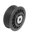 Heavy Duty Drive Belt Tensioner Pulley 6012000770 side view, featuring durable black plastic and smooth bearing for Mercedes Benz models.