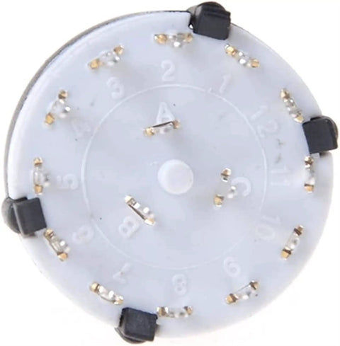 Back view of 3P4T Rotary Switch Band Selector With Knob Black, 4 Pole 3 Position, Single Deck Encoder Style, Plug And Play For Automotive Electronics