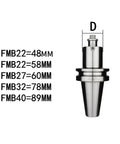 Rock Solid BT50 Collet Milling Fixture For CNC Machining Centers with dimension labels for FMB sizes.
