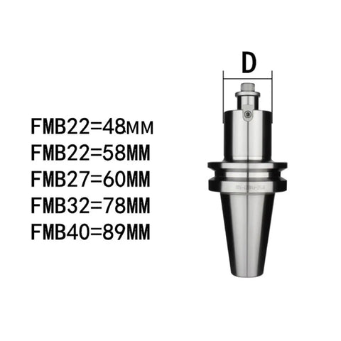Rock Solid BT50 Collet Milling Fixture For CNC Machining Centers with dimension labels for FMB sizes.