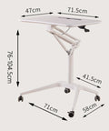 Mobile Standing Desk With Pneumatic Height Adjustment Rolling Sit Stand Cart Riser Low Profile Couch Bed Desk Smooth Roll dimensions overview