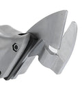 Close-up of the chrome steel blade of Garosa Cordless Electric Metal Shears designed for precise cutting.