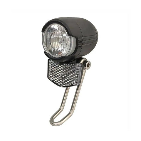 Bright LED Bike Headlight With Built In Horn Waterproof 3 Pin Connector 36V 48V Compatible Front Light For Night Riding MTB And Electric Bicycle Durable All Weather Visibility For Safe Urban Or Off Road Rides