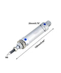 Mini Pneumatic Cylinder With 16mm Bore And 25mm Stroke, Double Acting Single Rod, Includes Y Connector And Two Pneumatic Quick Fittings MAL16x25