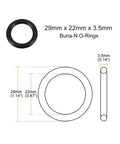 Nitrile Rubber O Rings 29 X 22 X 3.5mm 70A Black 20 Pack For Faucets Hoses Pumps Filters Air Lines And Gas Connections Durable Buna N Sealing Gaskets Heavy Duty with size diagram