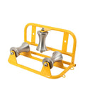 Heavy-Duty Steel Cable Puller Sheave For Large Scale High V And Construction Projects, yellow three-pulley attachment.