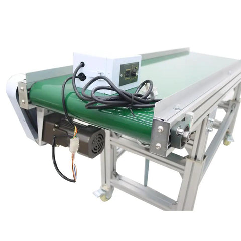 PVC Inclined Wall Conveyor Belt With Adjustable Speed For Industrial Transport, Desktop Conveyor Machine, aluminum frame close-up