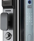 Heavy Duty Smart Door Lock With App Remote Control And Fingerprint Reader For Keyless Entry Password Ic Card Access Auto Unlock USB charging side view showing display and keypad.