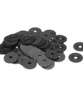 M4 Nylon Flat Washers Set 60 Pc 4mm Inner Diameter 20mm Outer Diameter 1mm Thick Black Plastic Gasket Spacers No Fuss For Fasteners Durable Grommets Sealing Washers stacked black nylon washers